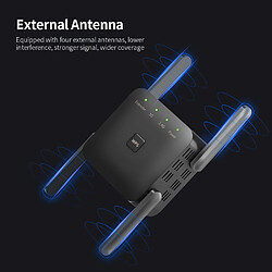 1200Mbps Double Fréquence 2.4G / 5G Répéteur Sans Fil Amplificateur de Signal WiFi WiFi Range Extender pour Bureau À Domicile Noir717