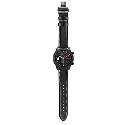 Bracelet en cuir véritable 20mm boucle papillon noir/noir pour votre Huami Amazfit GTR 42mm