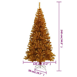 vidaXL Sapin de Noël artificiel avec support Doré 240 cm PET pas cher