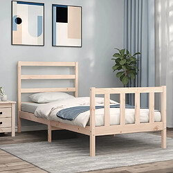 Maison Chic Lit adulte - Cadre Structure de lit avec tête de lit Contemporain 90x190 cm bois massif -MN28564