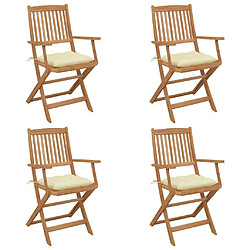 Maison Chic Lot de 4 Chaises pliables de jardin avec coussins - Fauteuil d'extérieur Bois d'acacia -MN80103