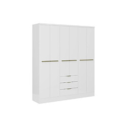 Vente-Unique Armoire 6 portes et 3 tiroirs - L180 cm - Blanc - PEROLI