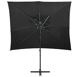 ComfortXL Parasol Déporté à Double Toit Noir 250x250 Cm