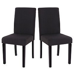 Mendler Lot de 4 chaises de séjour Littau ~ tissu noir gris, pieds foncés