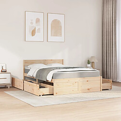 Avis Vidaxl Lit avec tiroirs et matelas 140x190 cm bois massif de pin