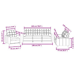 vidaXL Ensemble de canapés 3 pcs coussins gris clair tissu pas cher