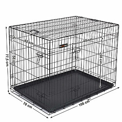 Avis Feandrea Cage pour Chien 2 Portes Pliable et Transportable avec Poignées et Plateau Noir XXL 106 x 70 x 77,5 cm PPD42H