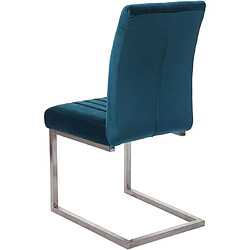 Decoshop26 Lot de 2 chaises de salle à manger chaise de conférence en acier inoxydable brossé velours bleu turquoise CDS04485 pas cher