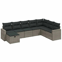 Maison Chic Ensemble Tables et chaises d'extérieur 8 pcs avec coussins,Salon de jardin gris résine tressée -GKD353535