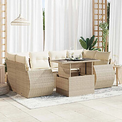 vidaXL Salon de jardin avec coussins 7 pcs beige résine tressée