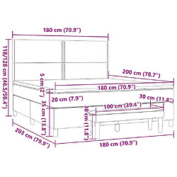 vidaXL Sommier à lattes de lit avec matelas Taupe 180x200 cm Tissu pas cher