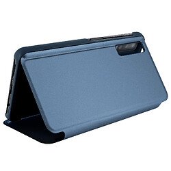 Acheter Avizar Housse Galaxy A7 2018 Étui Folio Miroir Clapet translucide Stand Vidéo - Bleu