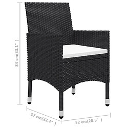 vidaXL Ensemble de bistro 3 pcs Résine tressée et bois d'acacia Noir pas cher