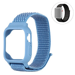 Wewoo Pour Apple Watch Series 5 et 4 44 mm / 3 et 2 et 1 bracelet en nylon de 42 mm avec crochet et attache à boucle bleu