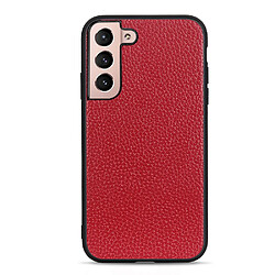 Coque en cuir véritable anti-rayures, texture litchi rouge pour votre Samsung Galaxy S22