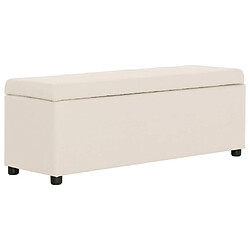 Helloshop26 Banquette pouf tabouret meuble banc avec compartiment de rangement 116 cm crème polyester 3002063