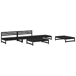 vidaXL Salon de jardin 5 pcs noir bois massif de pin