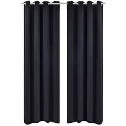 vidaXL Rideau occultant 2 pcs avec œillets métalliques 135x175 cm Noir