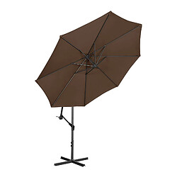 Avis Helloshop26 Parasol déporté rond diamètre 300 cm inclinable marron 14_0007596