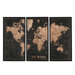 Dansmamaison Set De 3 Cadres Mappemonde Bois Noir/Marron