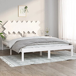 Maison Chic Lit adulte - Lit simple Cadre de lit,Structure du lit Contemporain Blanc 150x200 cm Très grand Bois massif -MN90052