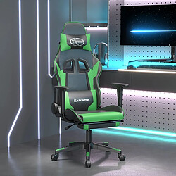 Maison Chic Chaise de jeu, Chaise gaming de massage et repose-pied, Fauteuil gamer,Chaise de Bureau Noir et vert Similicuir -GKD33843