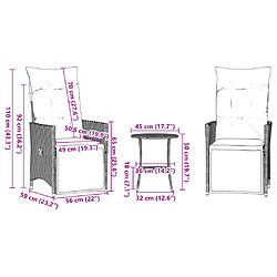 vidaXL Ensemble de bistro 3 pcs avec coussins beige résine tressée pas cher