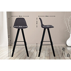 Acheter Decoshop26 Tabouret de bar chaise haute x1 repose-pieds style scandinave en tissu gris foncé structure en bois noir carré 10_0004641