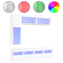 vidaXL Ensemble de meubles TV muraux 7 pcs avec lumières LED blanc