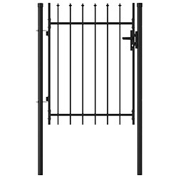 vidaXL Portillon simple porte avec dessus à pointe Acier 1x1,2 m Noir