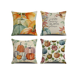 P61 4pcs 45 * 45cm Thanksgiving Harvest Modèle de citrouille Taie d'oreiller en lin d'imprimerie Tampon Coussin Coussin Coussin Accueil Décoration