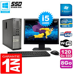 PC DELL 990 SFF Core I5-2400 Ram 8Go Disque 120Go SSD Graveur Wifi W7 Ecran 19" - Occasion