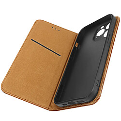 Avizar Housse pour iPhone 14 Pro Max Cuir Véritable Porte-carte Support Vidéo Marron