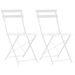 Acheter Maison Chic Mobilier de bistro et chaises de jardin 3 pcs Acier Blanc -GKD580700