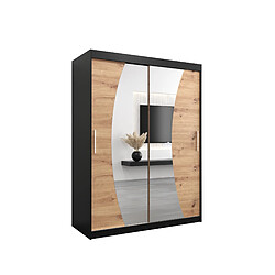 Abiks Meble Armoire Wave à portes coulissantes 200/150/62 2 portes (noir/artisan)