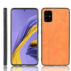 Wewoo Coque Pour Galaxy A51 antichoc couture peau de vache motif PC + PU + TPU cas orange