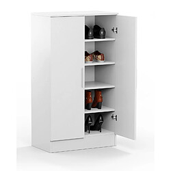 Avis Pegane Armoire à chaussures, meuble à chaussures avec 2 portes coloris blanc - longueur 60 x profondeur 35 x hauteur 107 cm