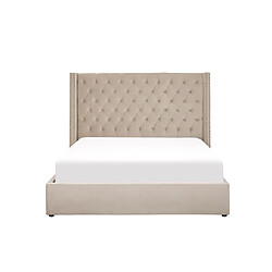 Acheter Beliani Lit double en velours beige avec rangement 180 x 200 cm LUBBON