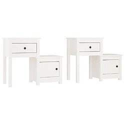 Maison Chic Lot de 2 Tables de chevet,Table de nuit,Table d'appoint pour salon Blanc 79,5x38x65,5 cm Bois de pin massif -MN17938