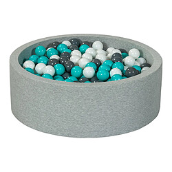 Velinda Piscine à balles Aire de jeu + 450 balles blanc, gris, turquoise