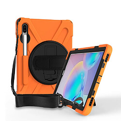 Acheter Coque en TPU combo en forme de x avec béquille et dragonne orange pour votre Samsung Galaxy Tab S6 SM-T860 (Wi-Fi)/T865 (LTE)