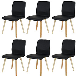 Mendler Lot de 6 chaises de séjour Bendorf, style rétro, pieds clairs ~ similicuir, noir