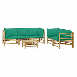 Avis Maison Chic Salon de jardin 6 pcs + coussins - Mobilier/Meubles de jardin - Table et chaises d'extérieur vert bambou -MN60214