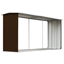 vidaXL Abri de stockage de bois Acier galvanisé 330x92x153 cm Marron