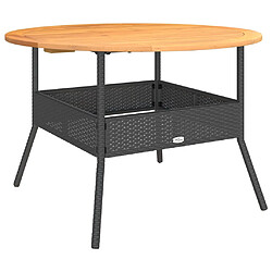 vidaXL Table de jardin et dessus en bois d'acacia noir résine tressée