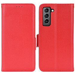 Etui en PU texture litchi, fermeture magnétique rouge pour votre Samsung Galaxy S22