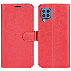 Etui en PU texture litchi, anti-rayures rouge pour votre Samsung Galaxy M22