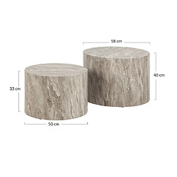 Lisa Design Pueblo - lot de 2 tables basses rondes - effet marbre gris - 58 et 50 cm pas cher