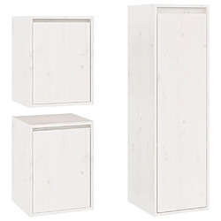 Maison Chic Meubles TV 3 pcs pour salon Blanc Bois massif de pin -MN41226