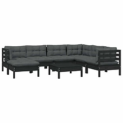 Avis Maison Chic Salon de jardin 8 pcs + coussins - Mobilier/Meubles de jardin - Table et chaises d'extérieur Noir Bois de pin solide -MN57525